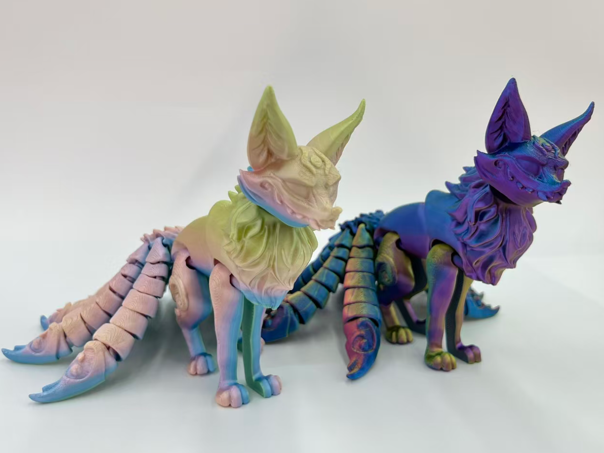 24*9cm3D打印九尾狐模型创意玩具可动关节摆件3D打印玩具