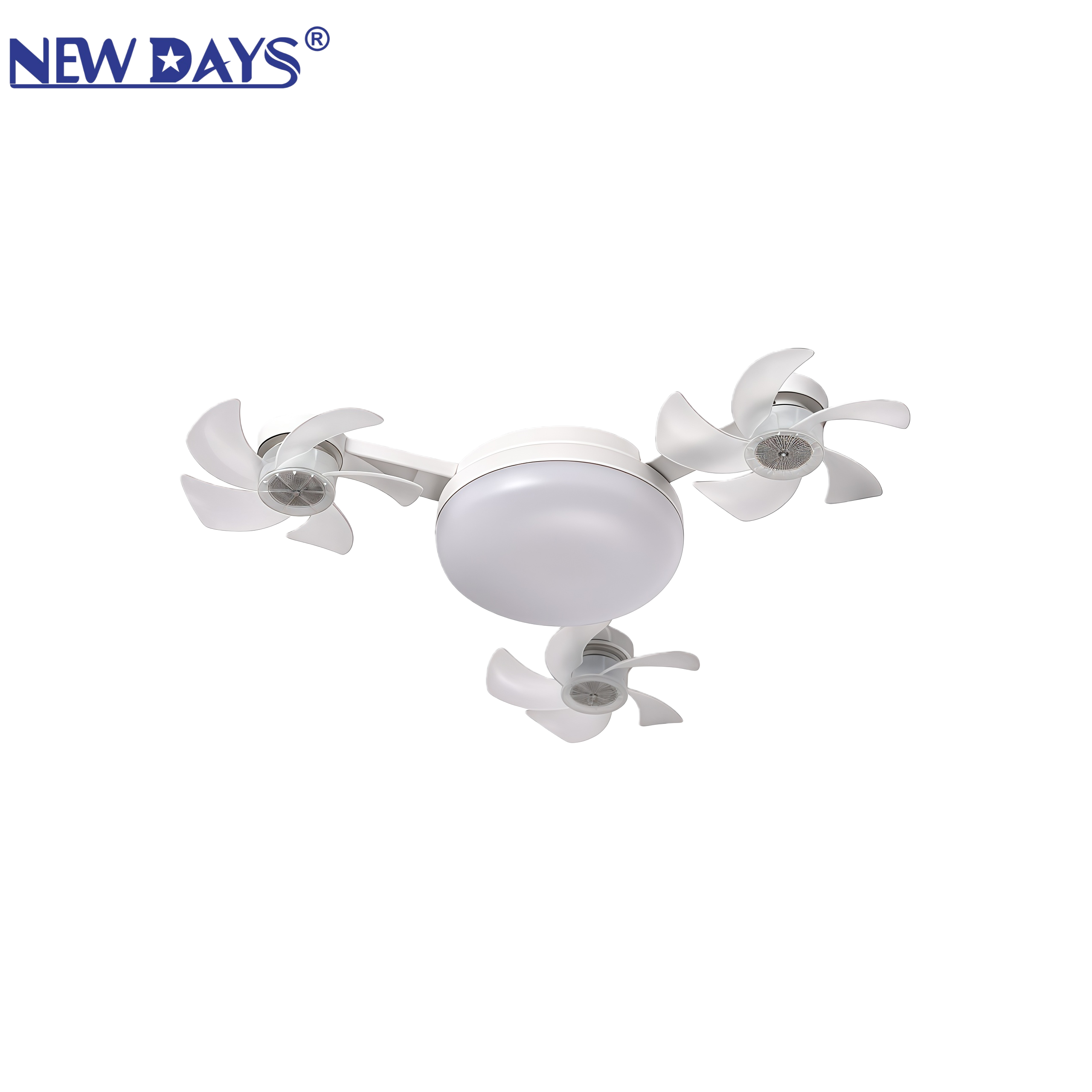 NEWDAYS brand's cross-border new products include a variety of drone fan lights, new smart fan lights for bedrooms and dining rooms, cross-border silent remote control ceiling fan lights, eye-protecting and energy-saving lighting fans