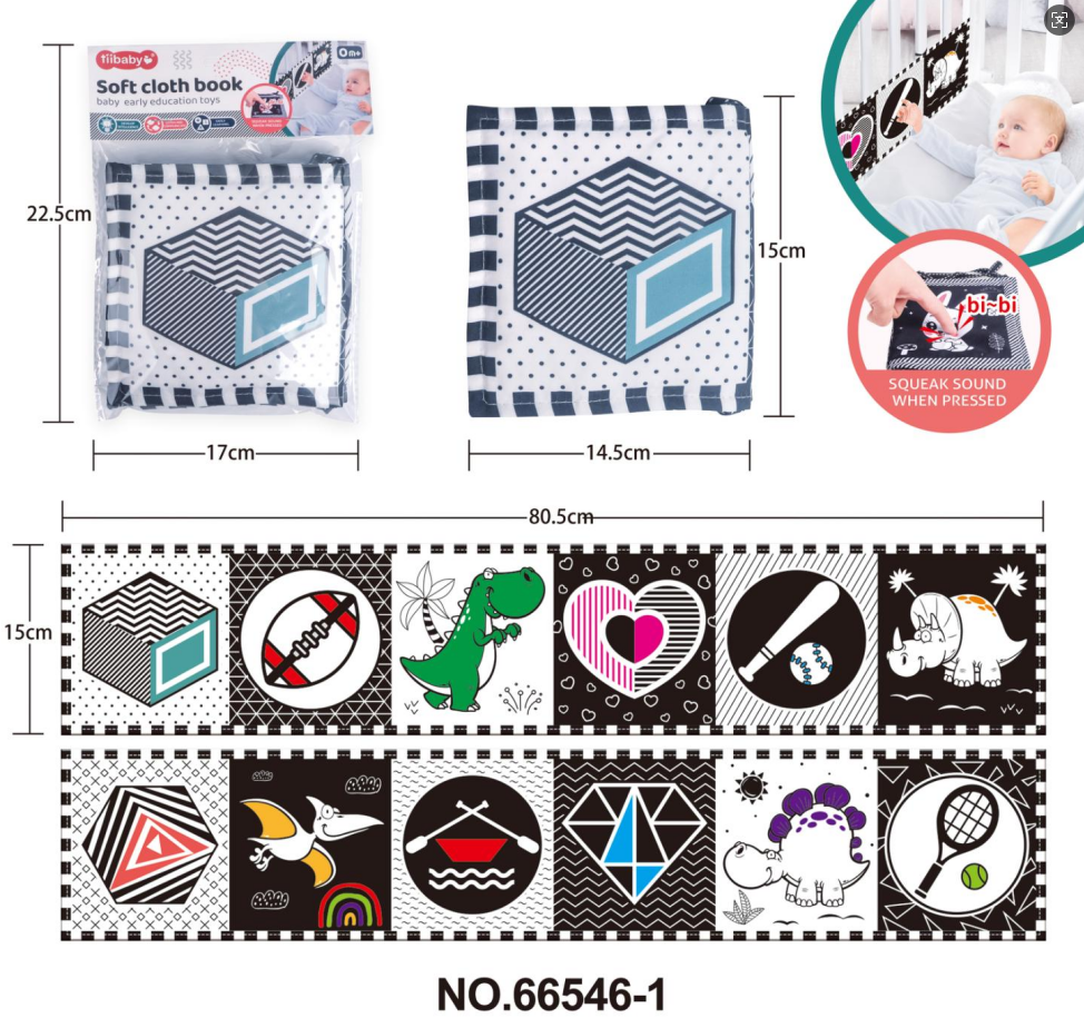 Cross-border early education teaching AIDS, infant intelligence enlightenment, black and white tracking cloth book bed, baby visual stimulation toys wholesale pic 2
