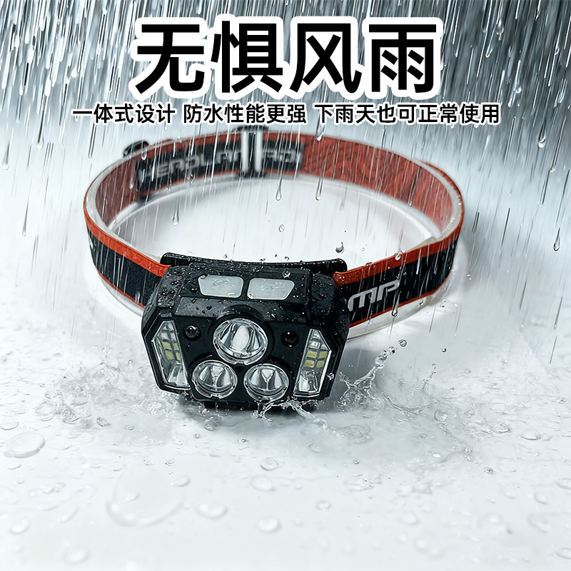 The new hand-waving sensor headlamp type-c rechargeable fishing, outdoor running, high-intensity led multi-light source wearable lamp pic 3