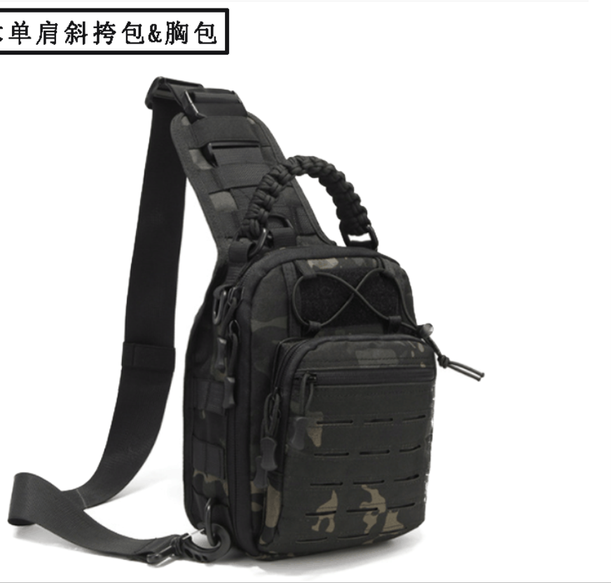 New perforated diagonal hanging outdoor sports chest bag, outdoor hiking and camping camouflage bag, crossbody bag