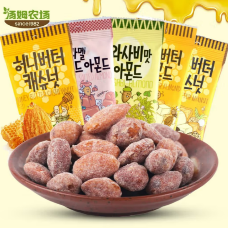 包邮！韩国芭蜂蜂蜜黄油扁桃仁芥末杏仁味混合坚果坚果小树林零食