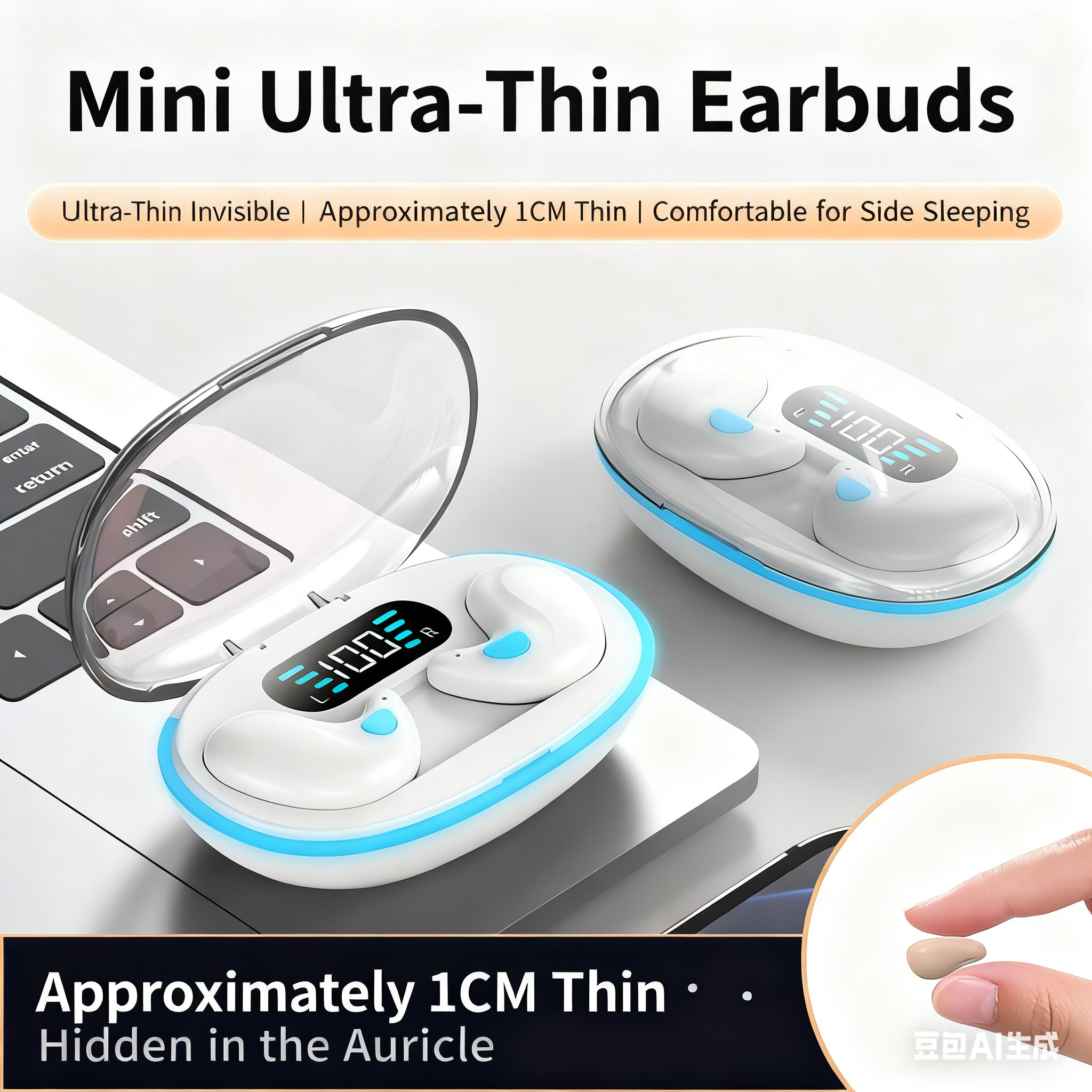 The cross-border Douyin bestseller X55 Bluetooth headphones are invisible sleep in-ear mini digital display gaming headphones Specification drawing
