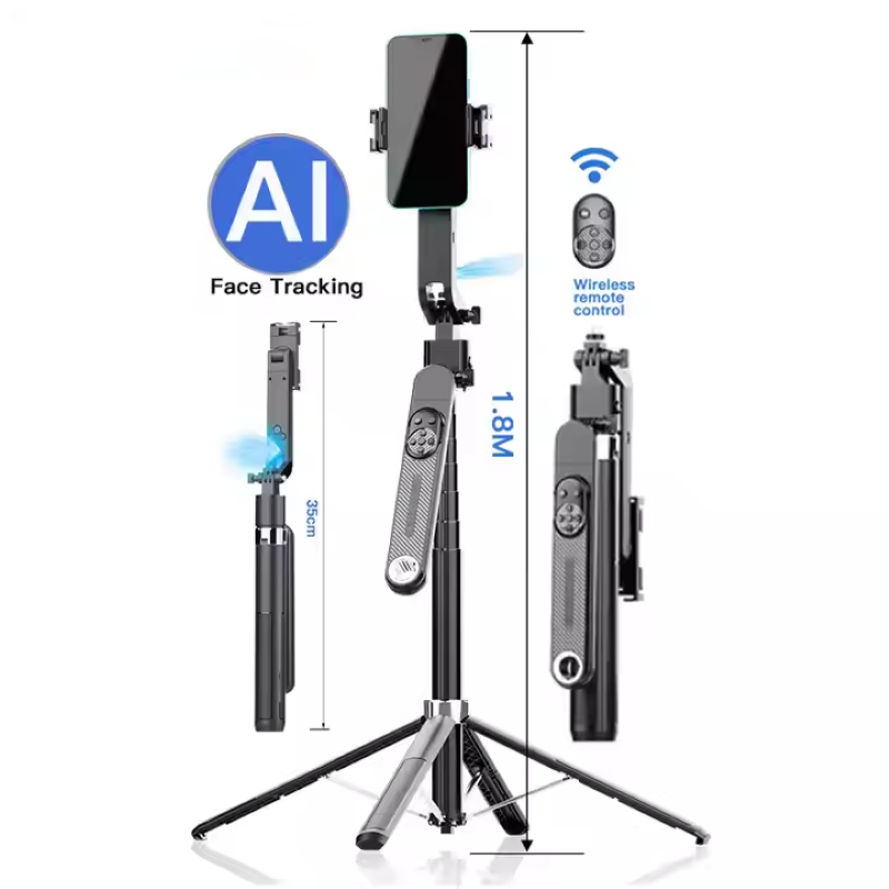 Hot Sales Q515TK 1.8M 70.87" Smart Selfie Stick Tripod Stand AI 360 Rotation Auto Face Flexible Selfie Stick for Phone full figure