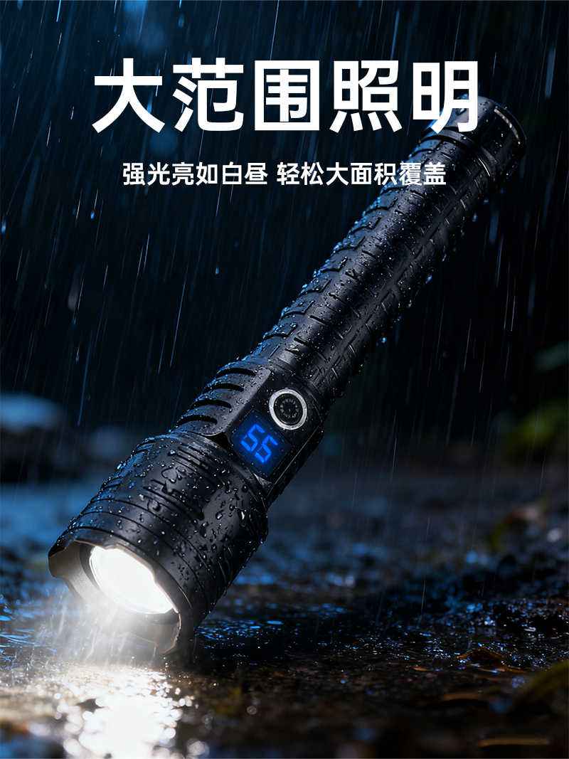Wholesale white laser sky-piercing cannon, aluminum alloy flashlight, zoom, long-range, battery level display, LED high-intensity flashlight from the manufacturer pic 6