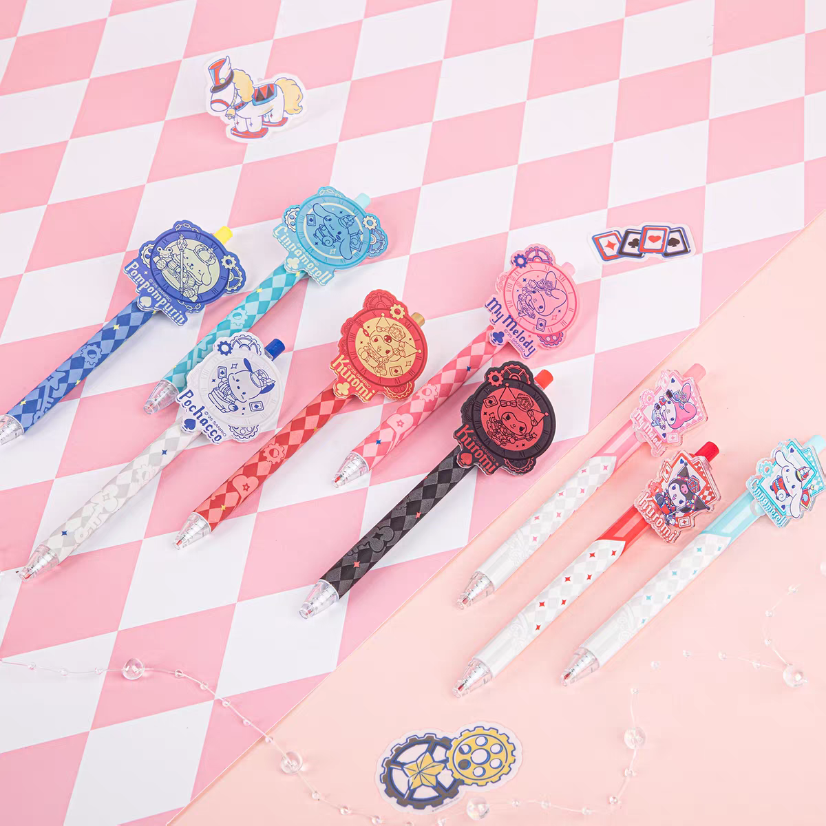 广博三丽鸥胡桃夹子按动中性笔套装送礼黑笔卡通笔夹ST笔头蓝笔中小学生文具细节图