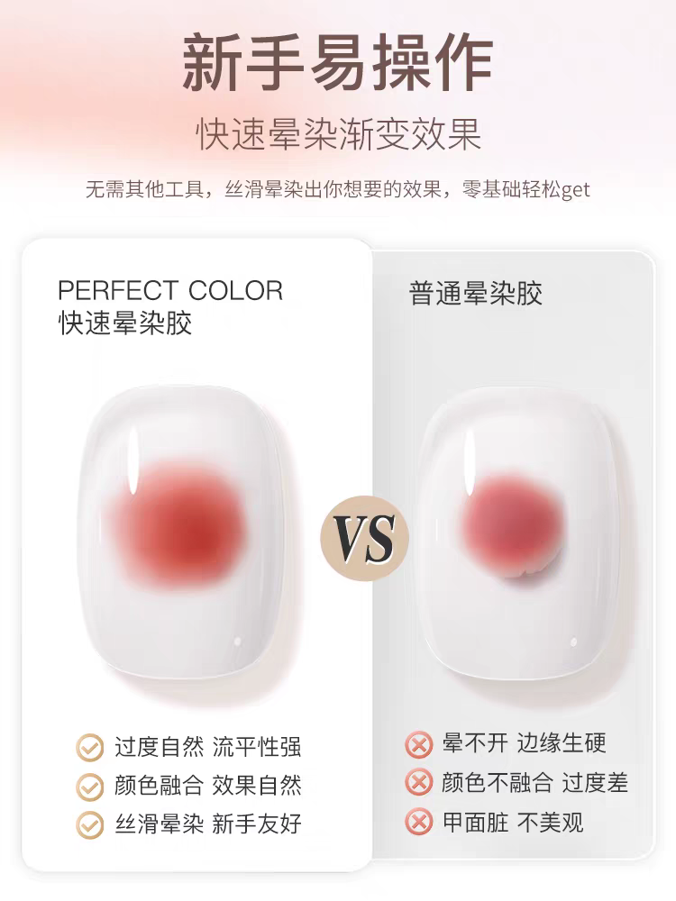 15ml nail polish gel, a transparent color rendering gel, pairs well with any base color to create a gradient blush and marble texture style Gelpolish detail image 9
