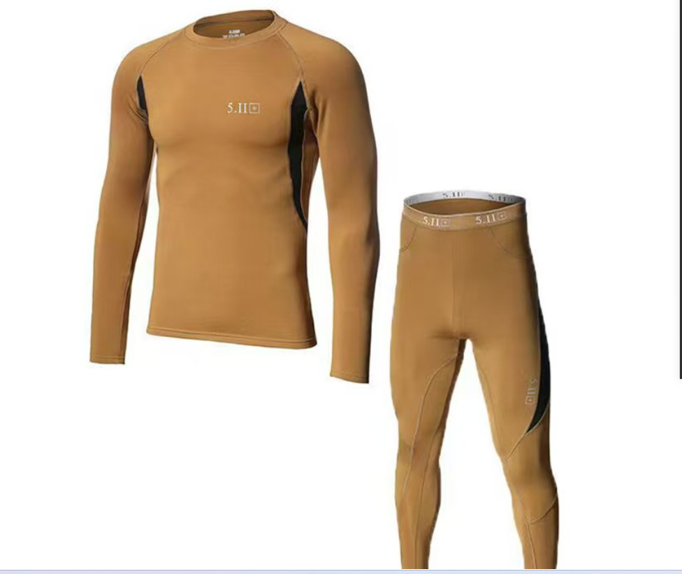 秋冬户外男士保暖防寒内衣套装抓绒速干保暖户外迷彩运动套装