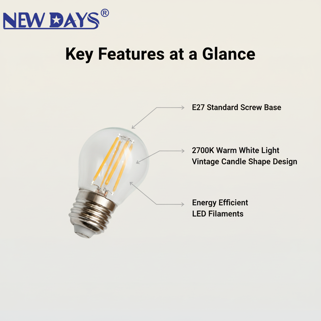 NEWDAYS brand cross-border new G45 transparent filament lamp, E27 commonly used screw-type retro American energy-saving bulb, energy-saving high-brightness, ultra-long battery life, limited-time discount bulb