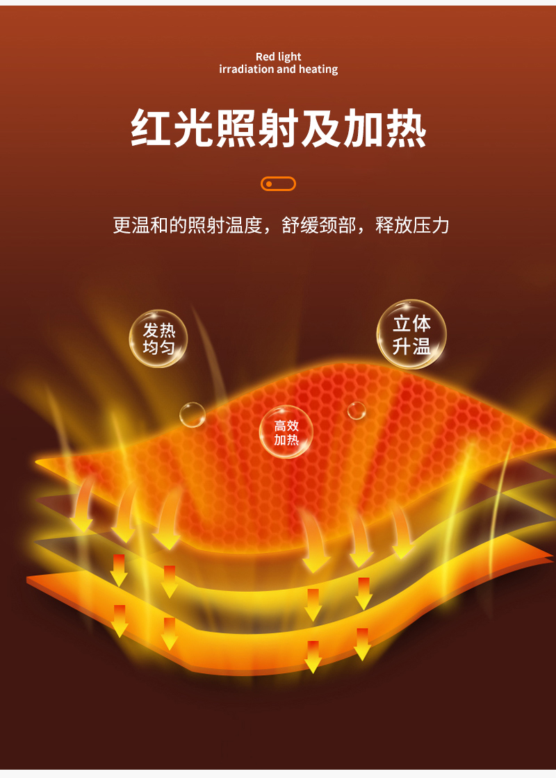 电动按摩U型枕红光加热记忆棉旅行枕详情8