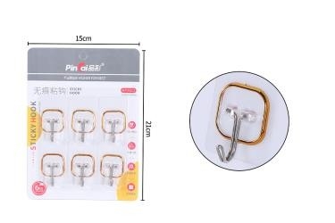 热销镀金无痕粘钩(6只钩）详情图1