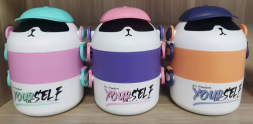 新款热卖3D音速双格不锈钢便当盒