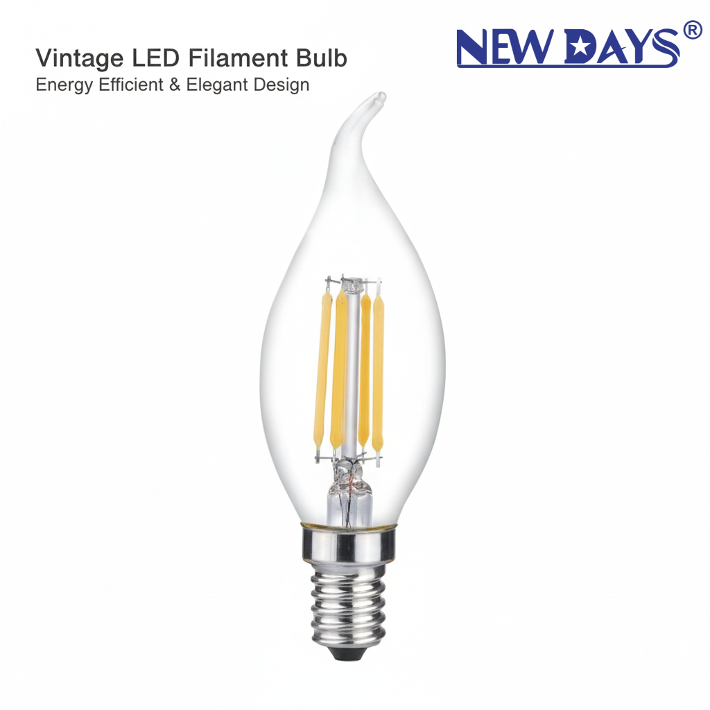 NEWDAYS brand cross-border new C35L tail-end transparent filament lamp E14 commonly used screw-type retro American energy-saving bulb, energy-saving high-brightness, ultra-long battery life, limited-time discount bulb