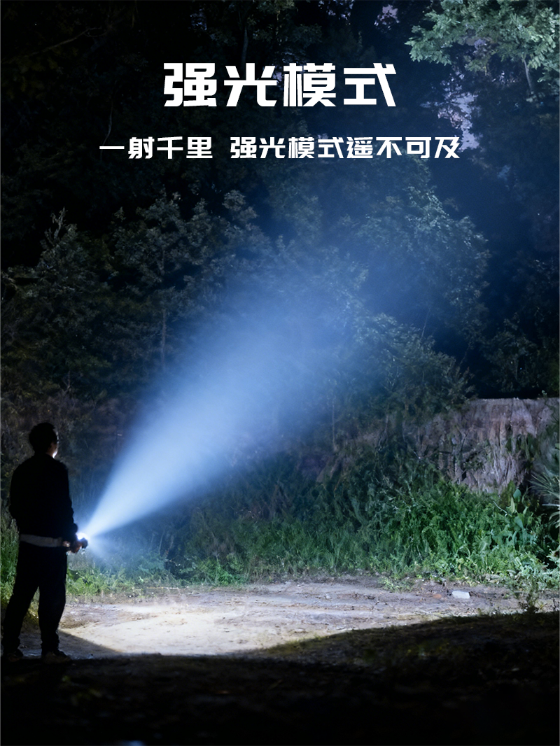 Factory price wholesale camouflage aluminum alloy high-intensity flashlight, rotating zoom, charging LED long-range cycling pic 3