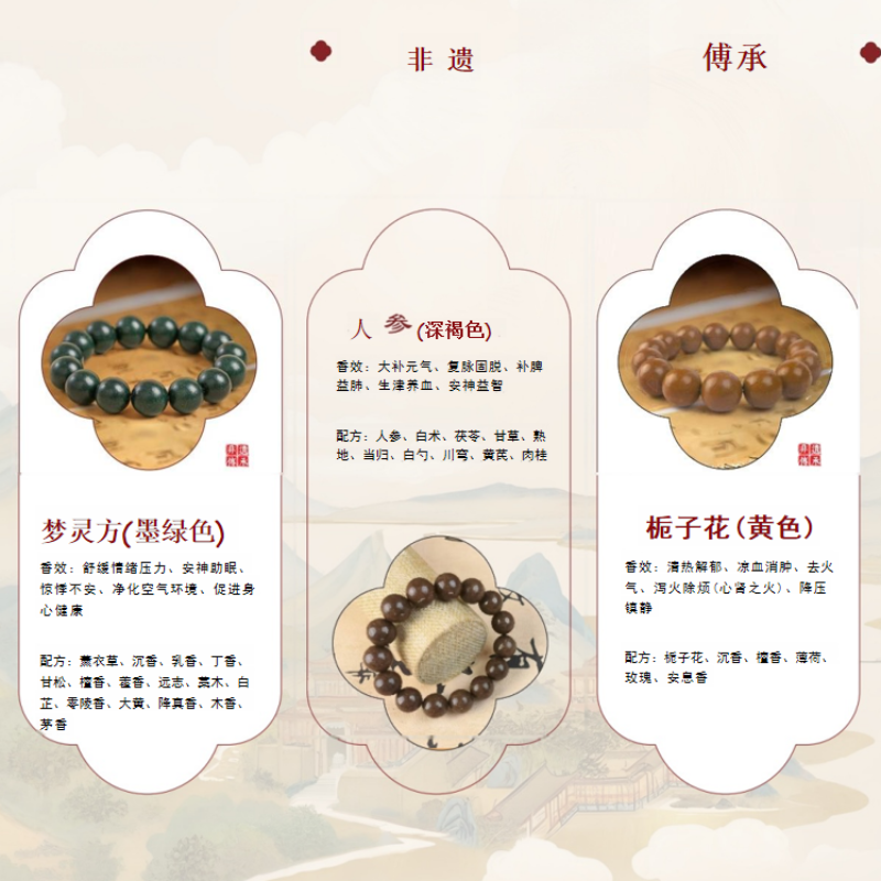 非遗传承中药手串合香珠8m人参工厂直销