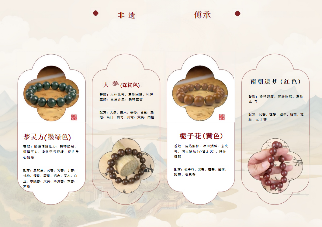 非遗传承中药手串合香珠8m木樨（桂花）工厂直销详情8