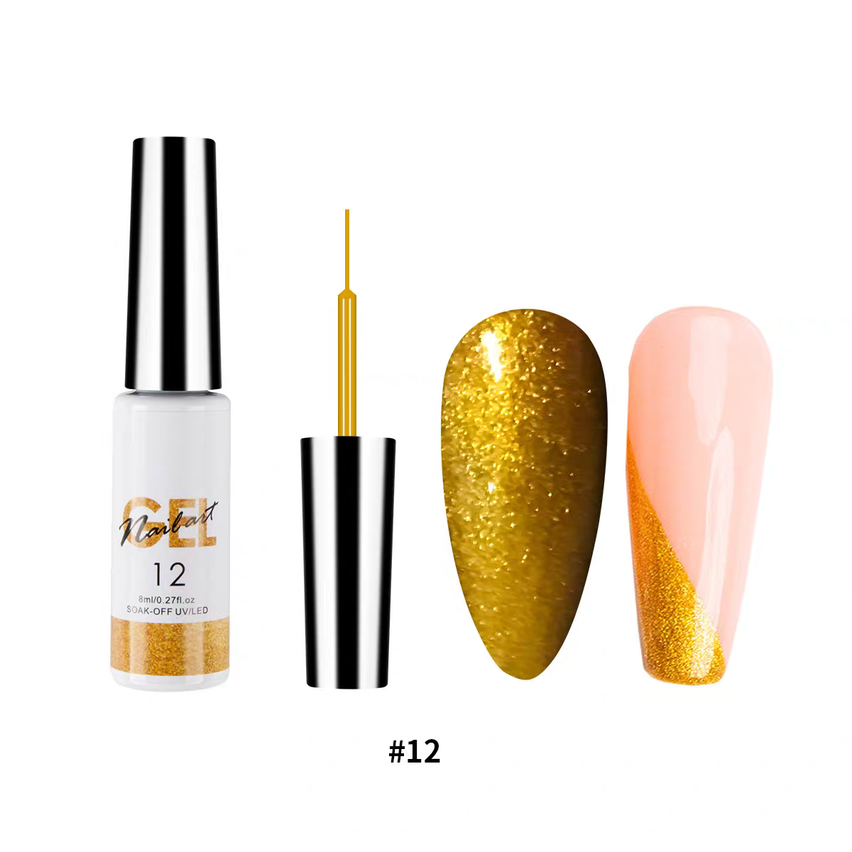 Nail art stringing glue set, edge outlining and painting, high-density saturated stringing and flower painting glue, classic 12 colors detail image 8