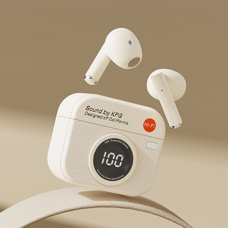 Q86 Retro Camera semi-in-ear ultra-long Battery life digital display Bluetooth headphones Application Scenario
