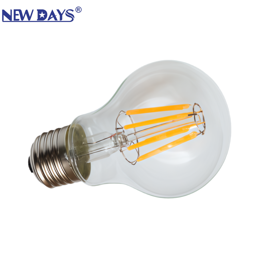 NEWDAYS brand cross-border new A60 transparent filament lamp, E27 commonly used screw-type retro American energy-saving bulb, energy-saving high-brightness, ultra-long battery life, limited-time discount bulb Item Picture