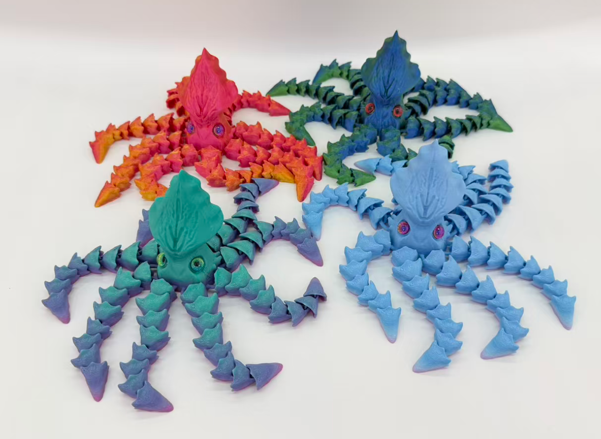 26*8cm3D打印章鱼玩具 关节可动 创意潮玩玩具