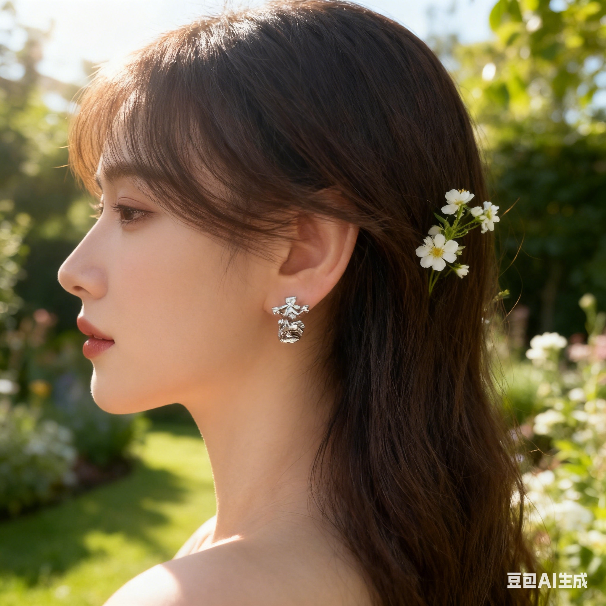 Pure silver jewelry, women's trendy white K silver 925, instant money stud earrings, high-end feel, metaphysical ear piercing earrings Specification image