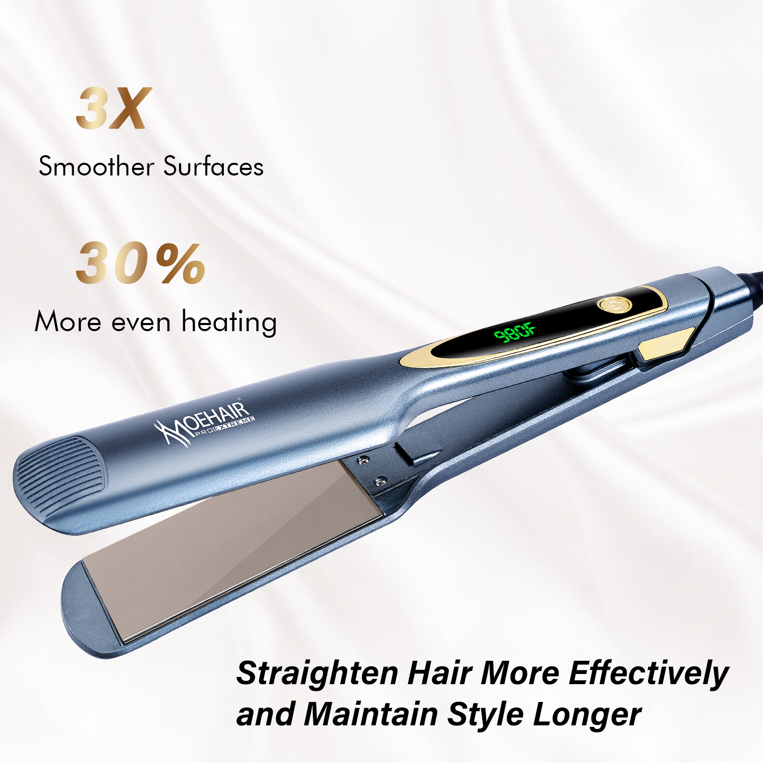 Moehair跨境现货液晶数显直发器夹板PTC快速加热直发器温控电夹板