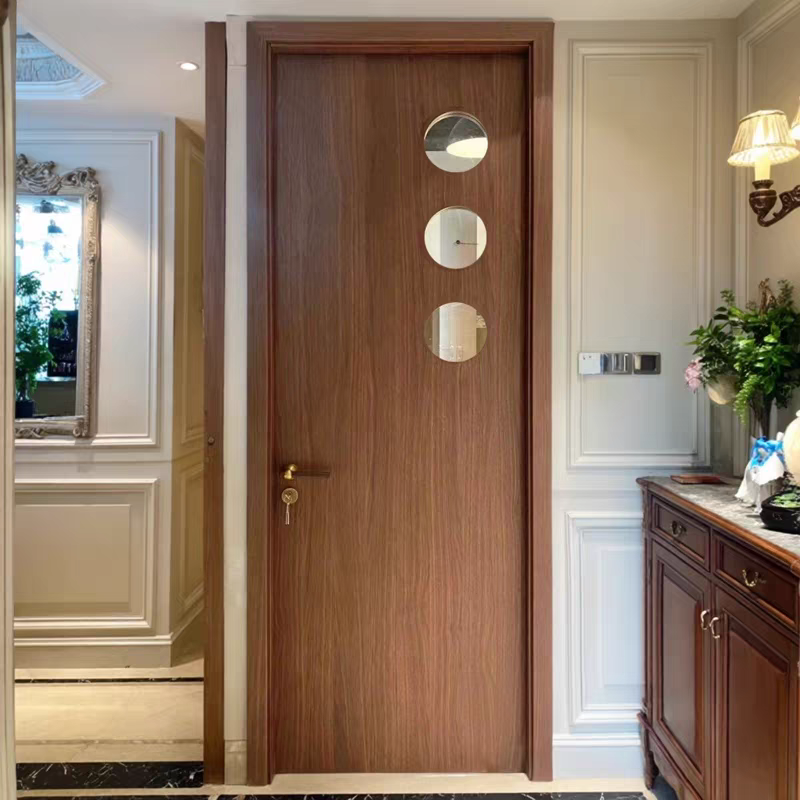 中古风洞洞门实木复合卧室门房间门中式胡桃色卫生间厨房门无漆门