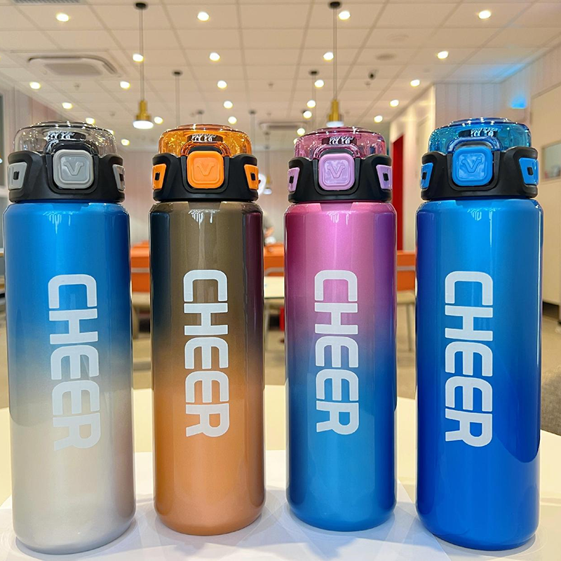 CHEER渐变色弹跳盖水杯 潮流ins风大容量运动便携杯子 多色可选详情2