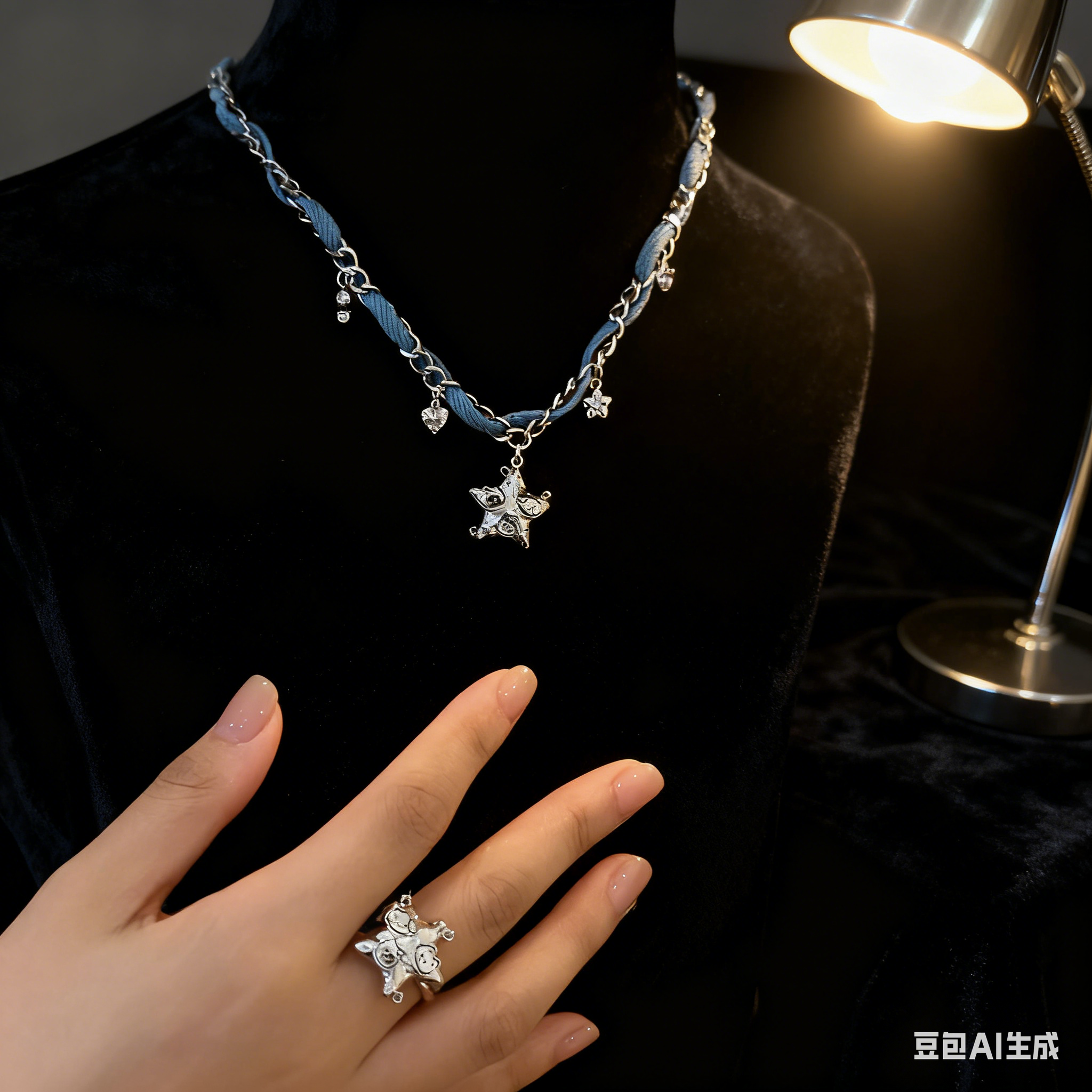 Pure silver star niche design necklace, five-pointed star high-end autumn and winter sweater chain, New Year gift details Picture