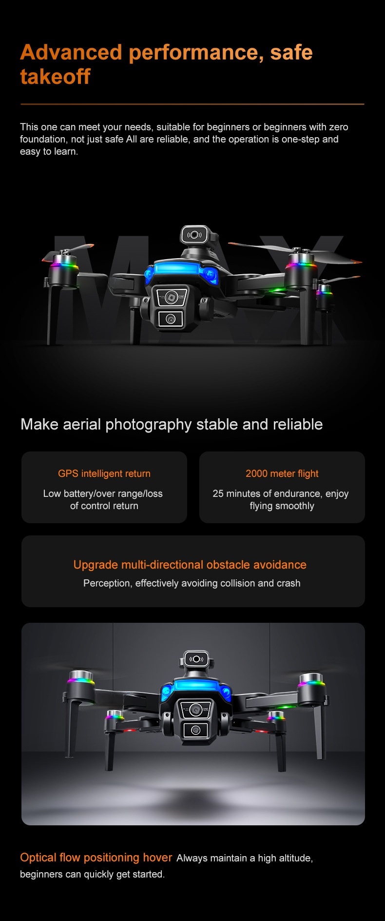 Cross-border 872 drone brushless with 4.5-inch screen remote control GPS obstacle avoidance high-definition aerial photography remote control aircraft pic 9