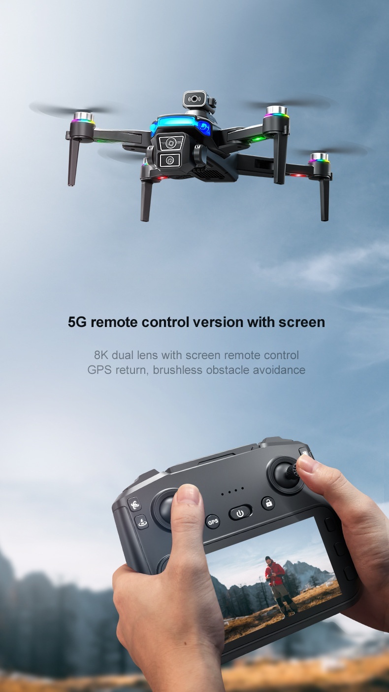 Cross-border 872 drone brushless with 4.5-inch screen remote control GPS obstacle avoidance high-definition aerial photography remote control aircraft pic 1