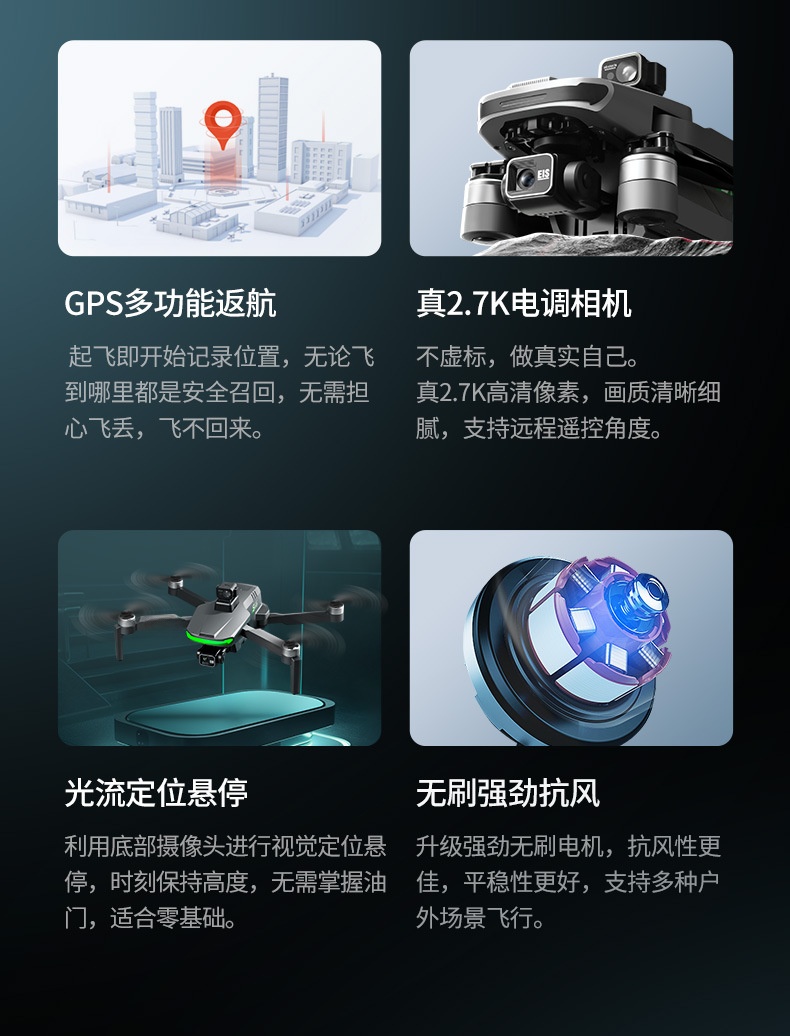 2.7K cross-border three-axis gimbal brushless quadcopter with screen remote control aircraft obstacle avoidance optical flow high-definition camera unmanned aerial vehicle pic 7