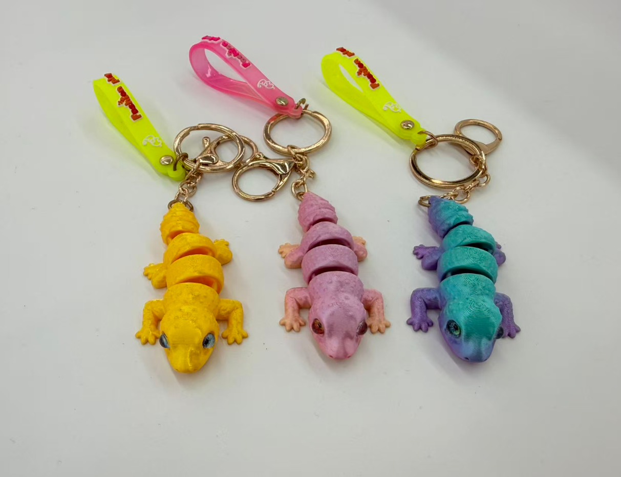 3D打印仿真壁虎钥匙扣挂件可爱多色可活动关节背包挂饰
