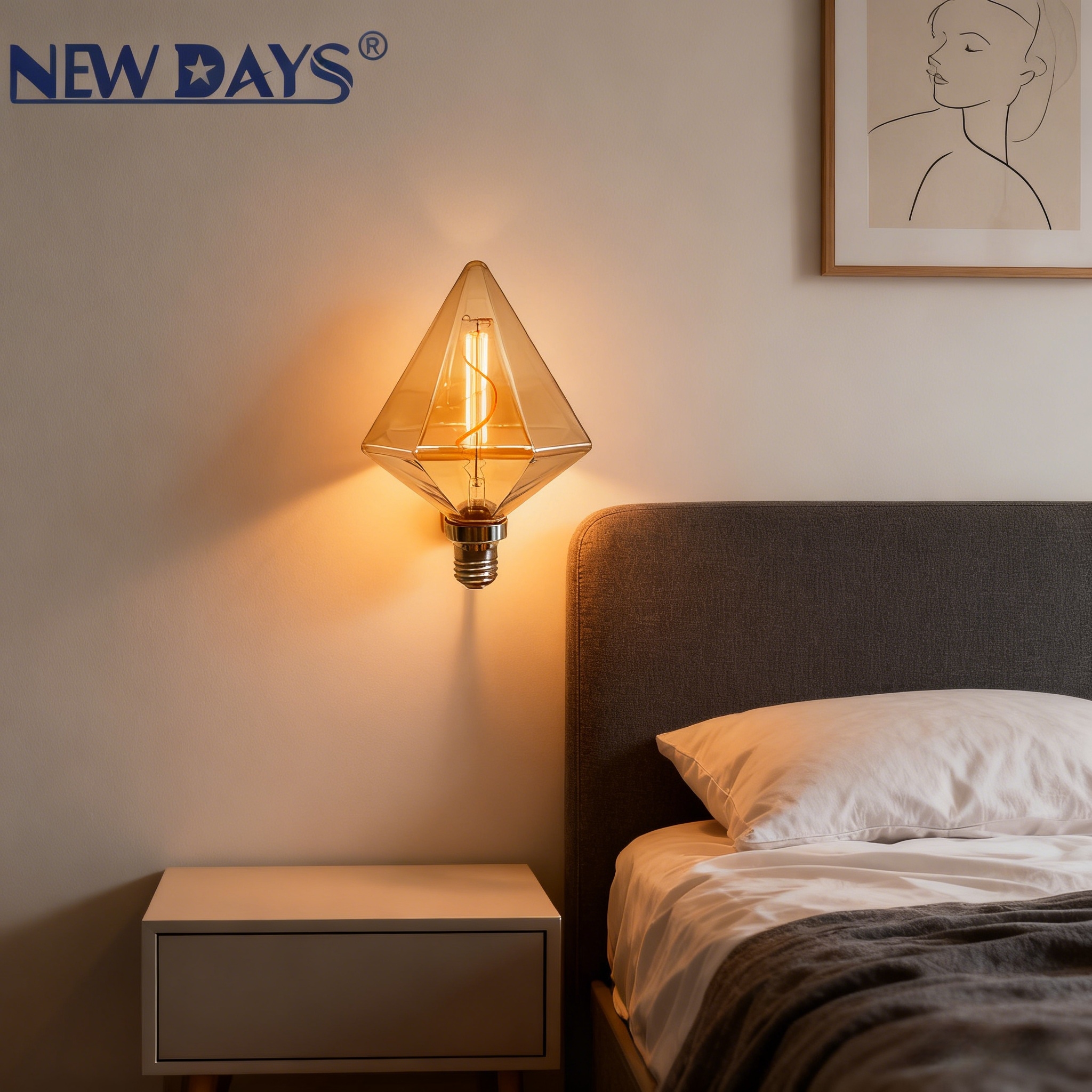 NEWDAYS brand cross-border new pointed diamond brown filament lamp E27, commonly used screw-type retro American energy-saving bulb, energy-saving high-brightness, ultra-long battery life, limited-time discount bulb