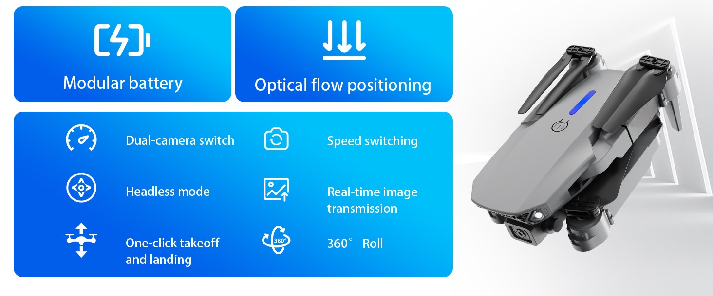 E88Air屏控无人机折叠四轴飞行器光流双摄遥控飞机TEMU跨境详情16