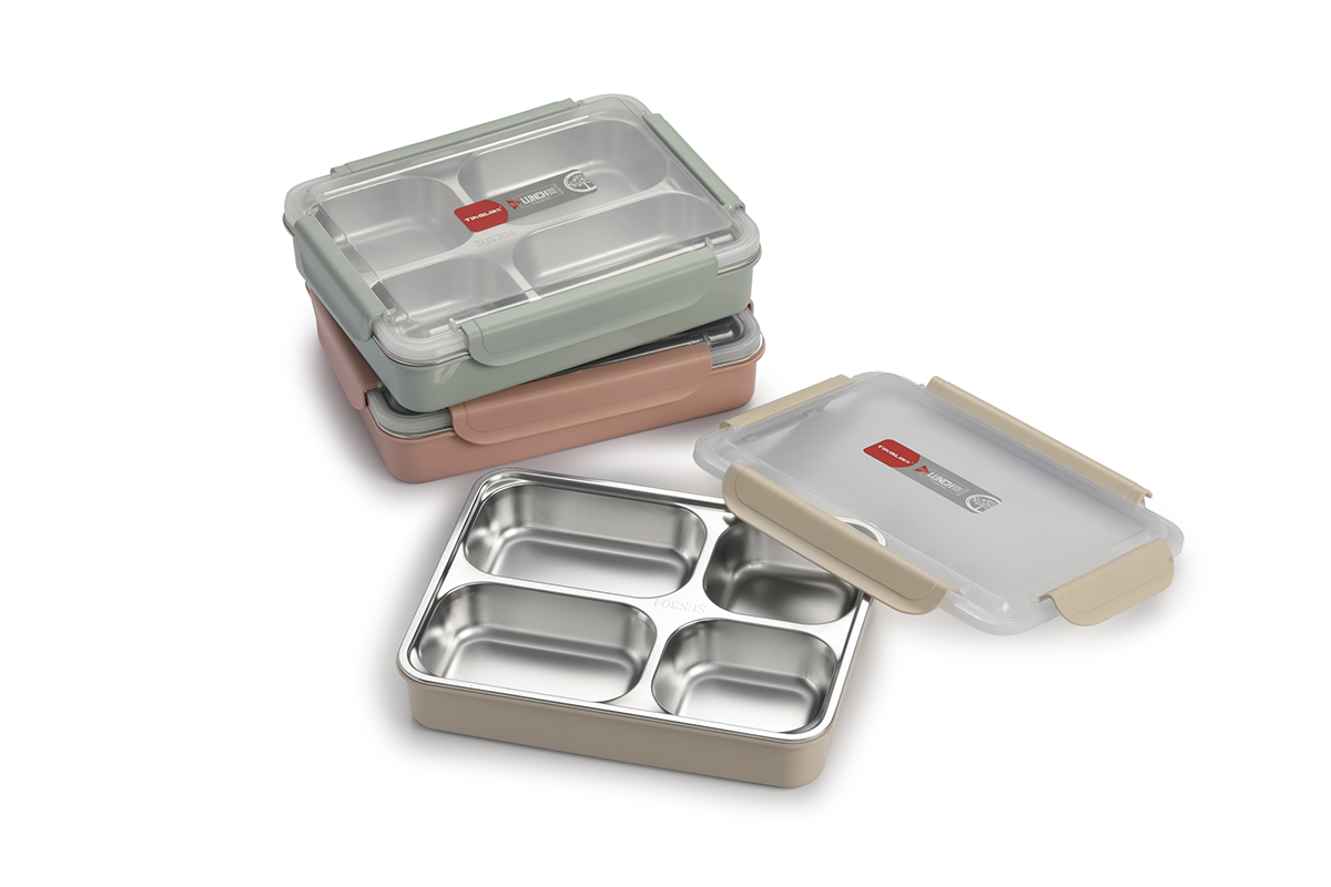 304 不锈钢多格分隔饭盒 密封保鲜便当盒 上班族学生便携分格餐盒 食堂打饭餐盒详情2