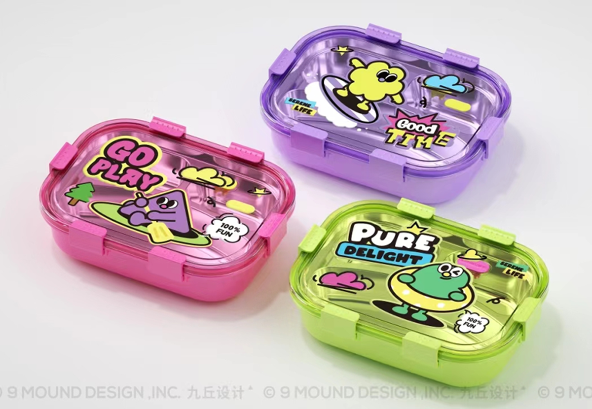 趣味卡通分隔饭盒 撞色透明便携餐盒 学生上班族可爱保鲜便当盒详情2