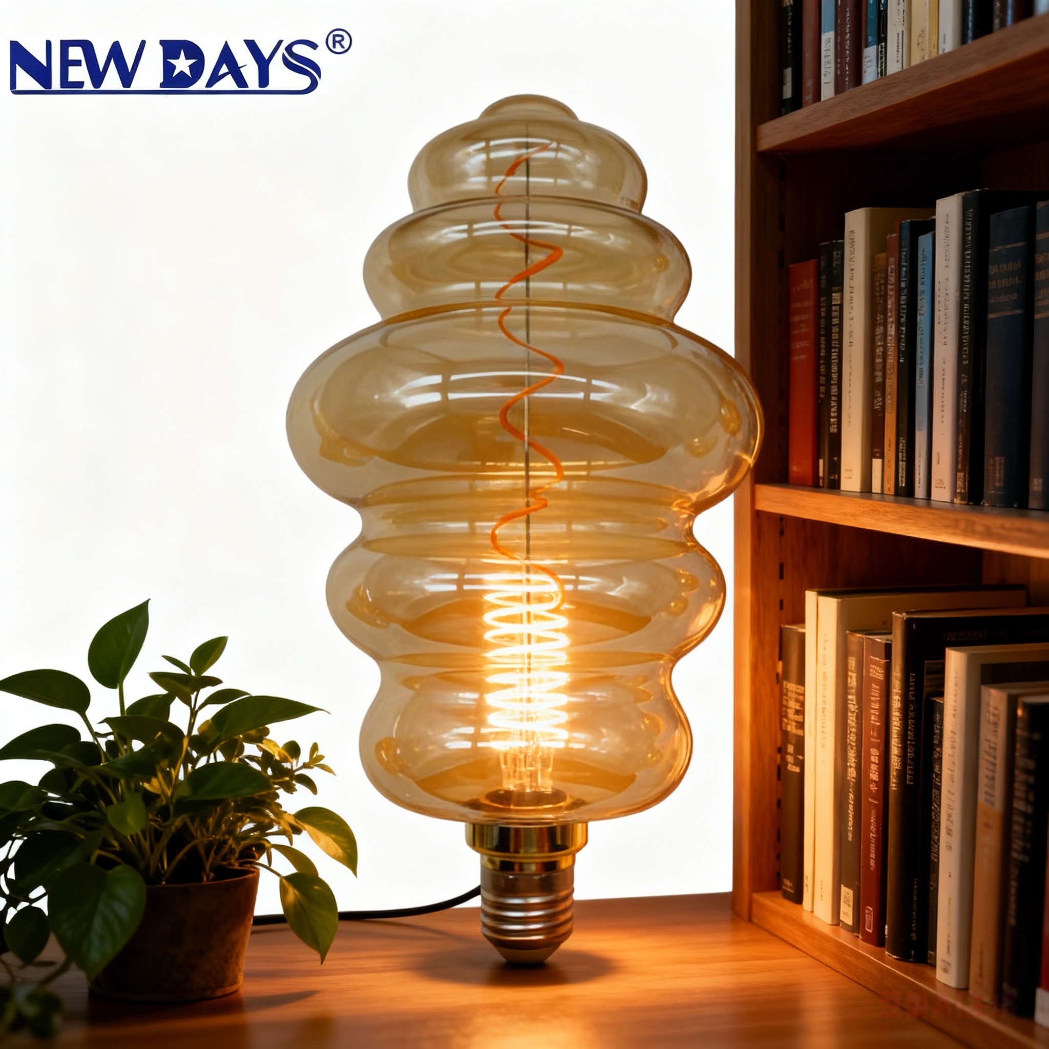 NEWDAYS marca crossover creativo nueva forma bombilla tawny filament lamp E27 hogar tornillo retro americano bombilla ahorro de energía ahorro de energía resaltado extra larga duración oferta limitada bombilla