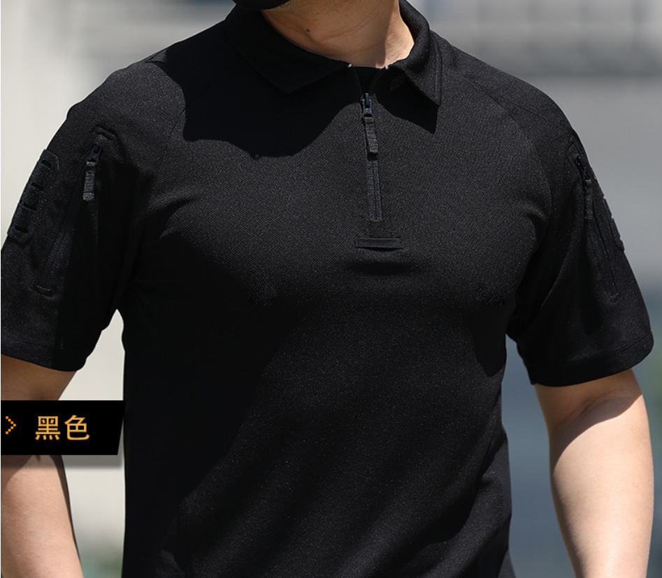 Outdoor men's quick-drying short-sleeved summer lightweight and breathable sportswear with lapel tactical T-shirt Application Scenario