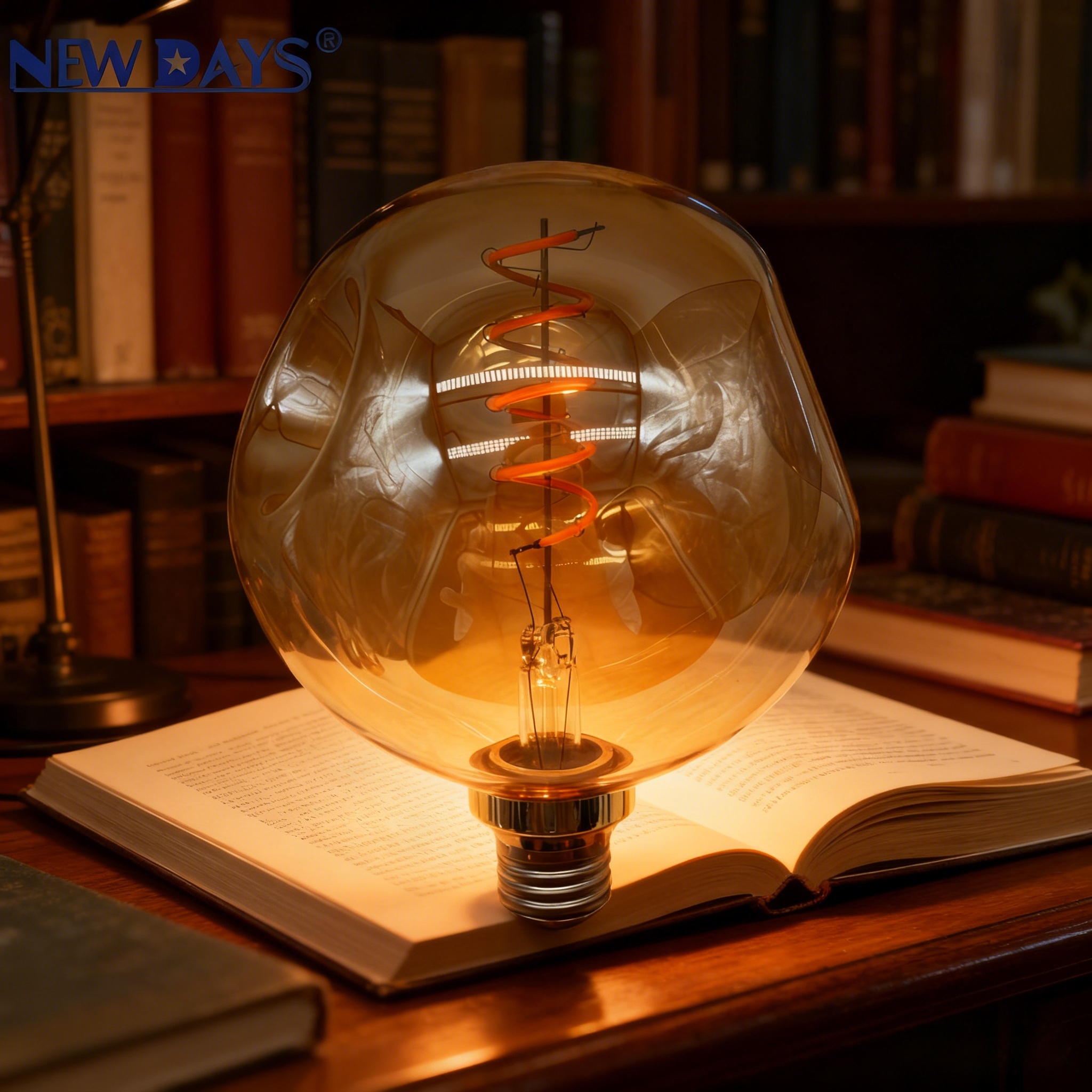 NEWDAYS brand cross-border creative light bulb, brown filament lamp E27, household screw-type retro American energy-saving high-brightness bulb, ultra-long battery life, hot sale in stock Specification image