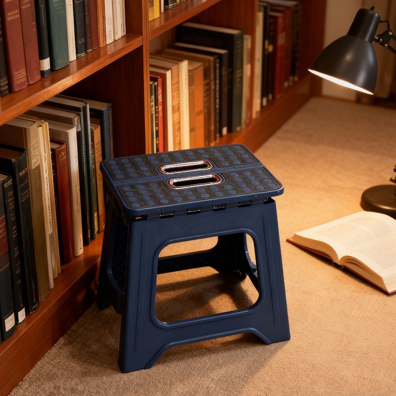 Plastic stool, household plastic chair, thickened, light luxury style, anti-slip, durable, foldable square stool details Picture