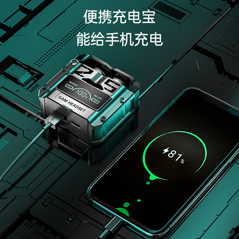 M25 Cross-border e-sports gaming headphones Digital display mechanical style wireless in-ear Bluetooth headphones with ultra-long battery life in Huaqiangbei Application Scenario