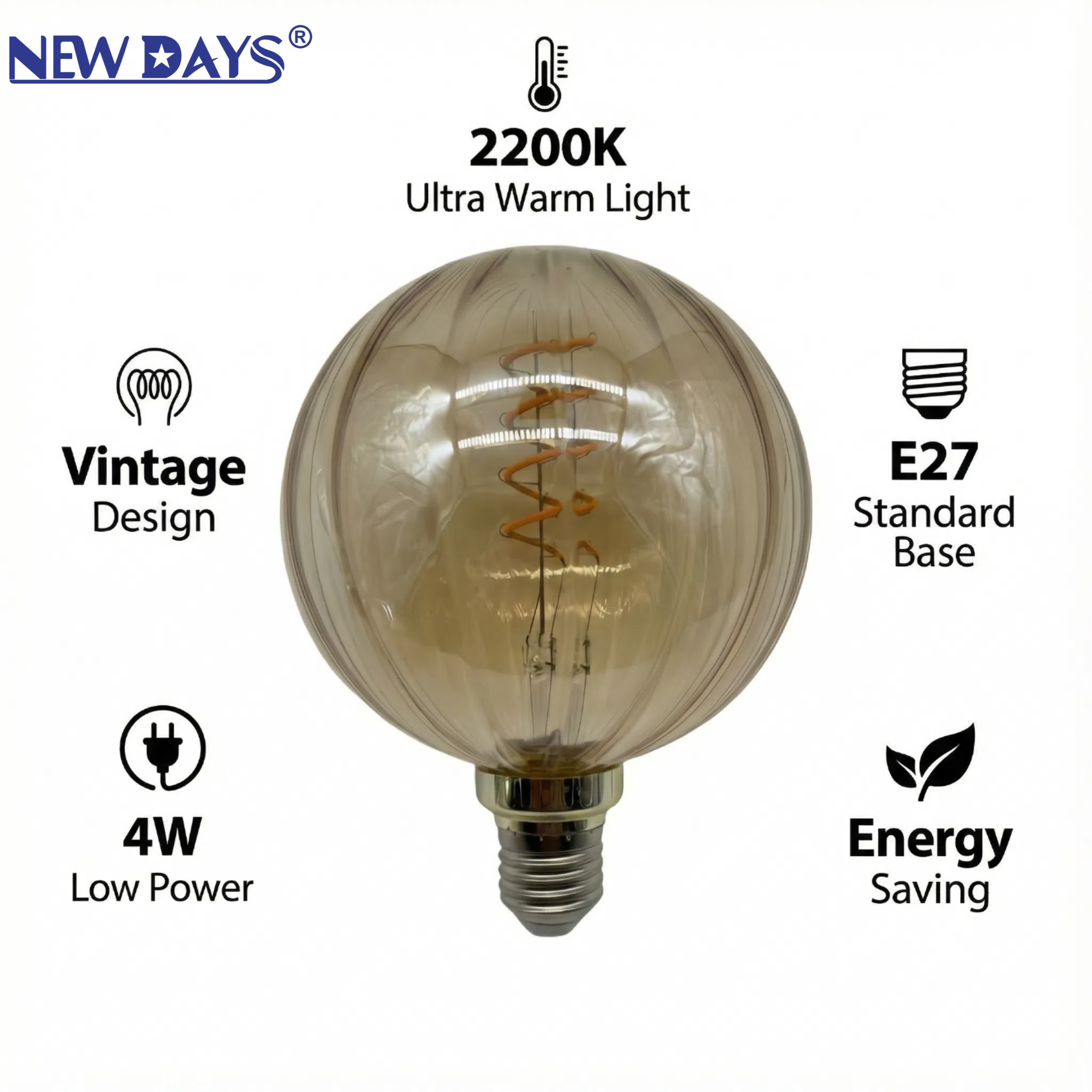 NEWDAYS marca cruce de fronteras nueva luz de filamento de bola E27 hogar solenoide retro americano ahorro de energía resaltado bombilla super larga duración en stock venta caliente Application Scenario