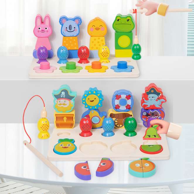 若瑶多功能棋盘益智玩具套装儿童早教教具忙碌板蒙氏手偶科教玩具