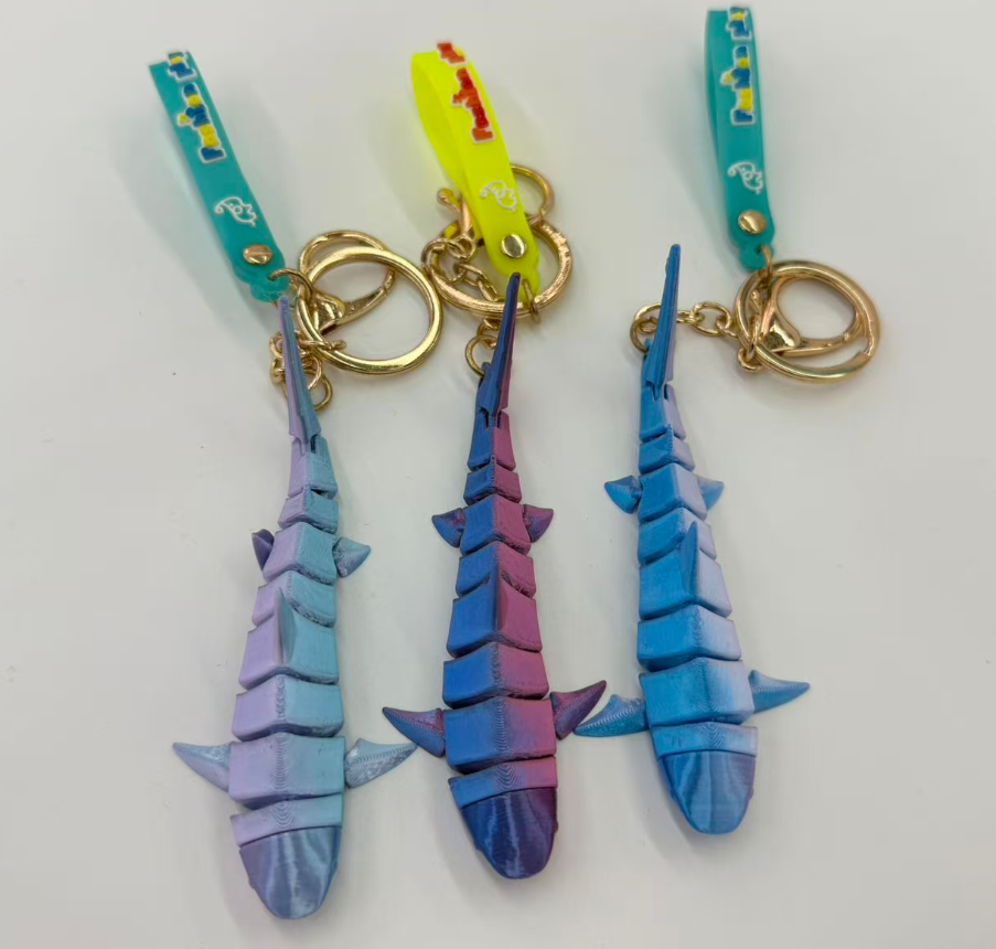 3D打印鲨鱼全身关节可动造型自由摆动钥匙扣挂件