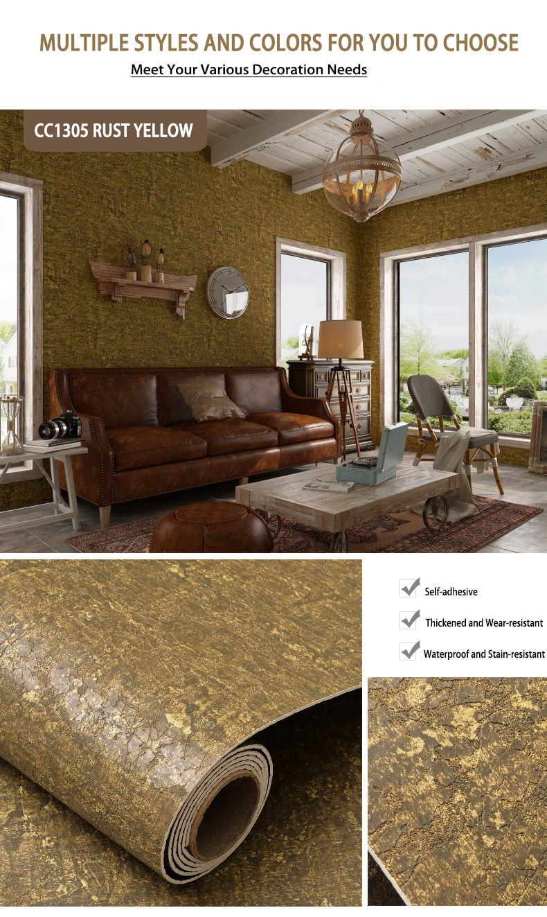 新型现代PVC WPC防水自粘墙板日式榻榻米粗麻纹理织物壁纸木纹贴纸墙纸壁纸广告详情3