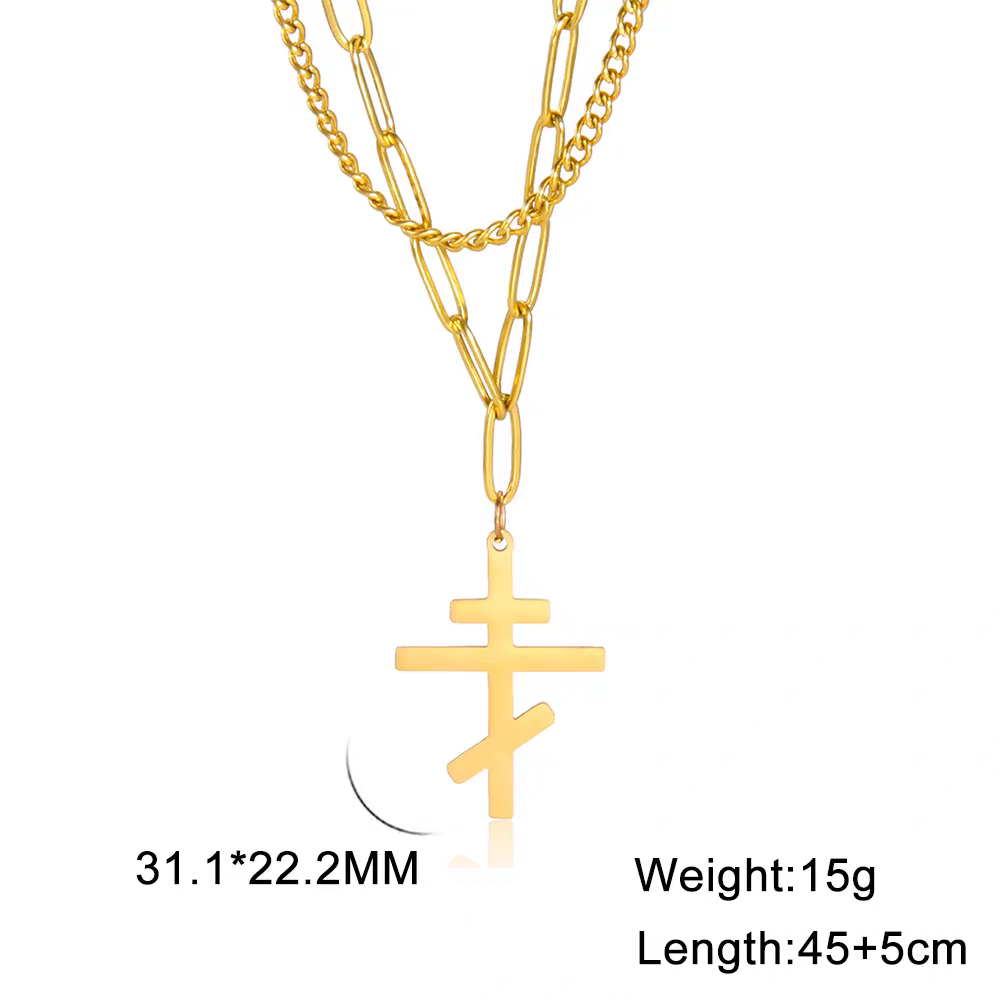 男士金银项链吊坠义乌饰品首饰珍珠项链水钻瓜链项链白底实物图