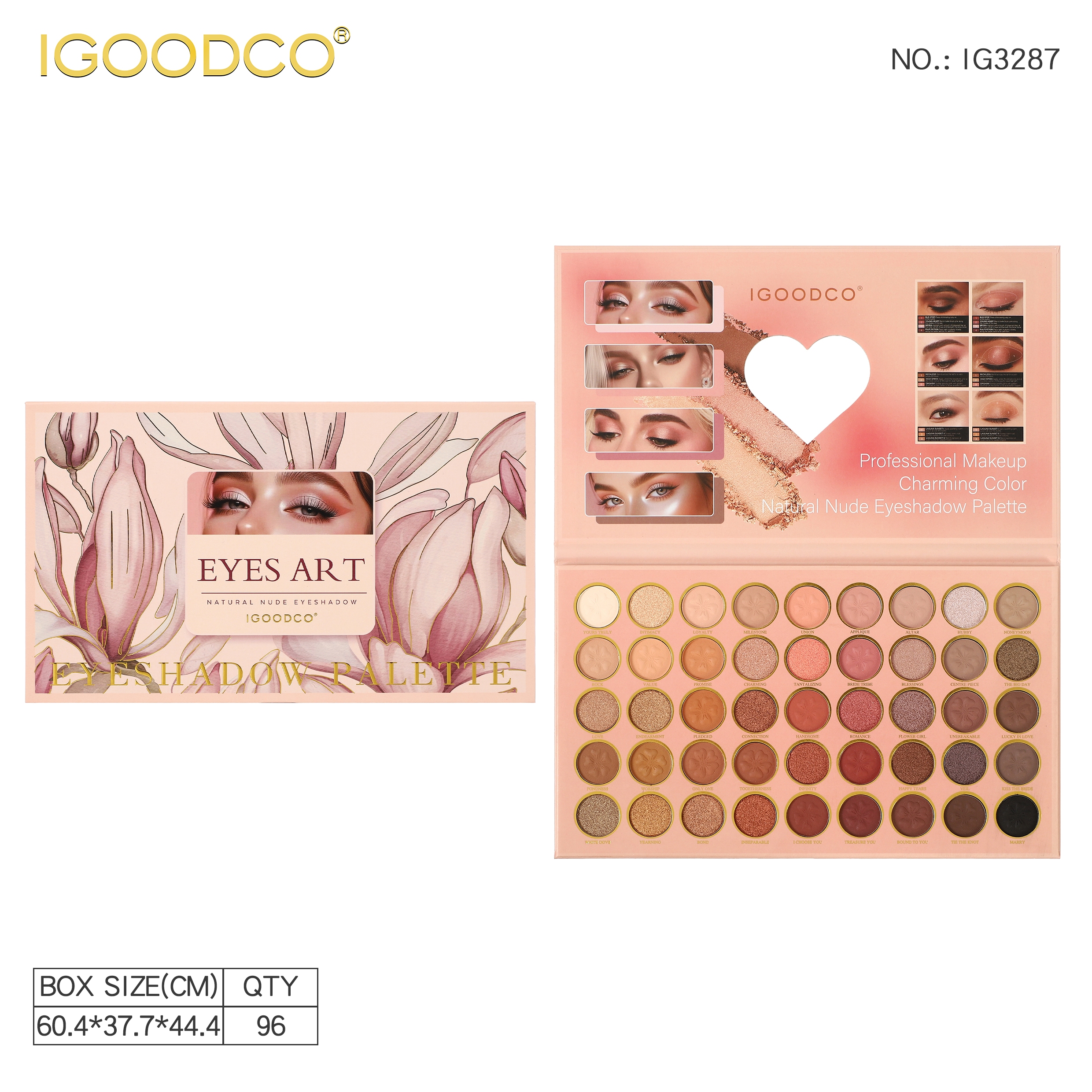 外贸跨境IGOODCO系列花丛45色亮色眼影盘批发详情1