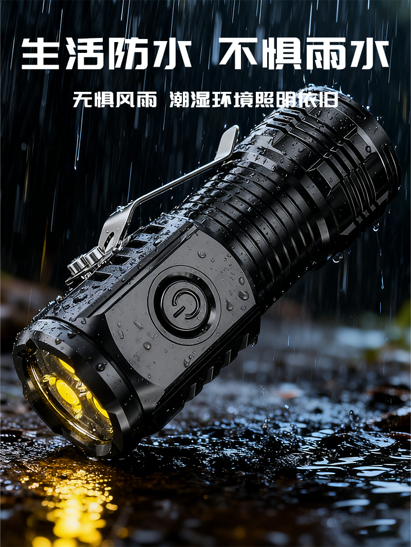 新款强光远射手电筒迷你便携小手电户外多功能夹帽灯手电详情5