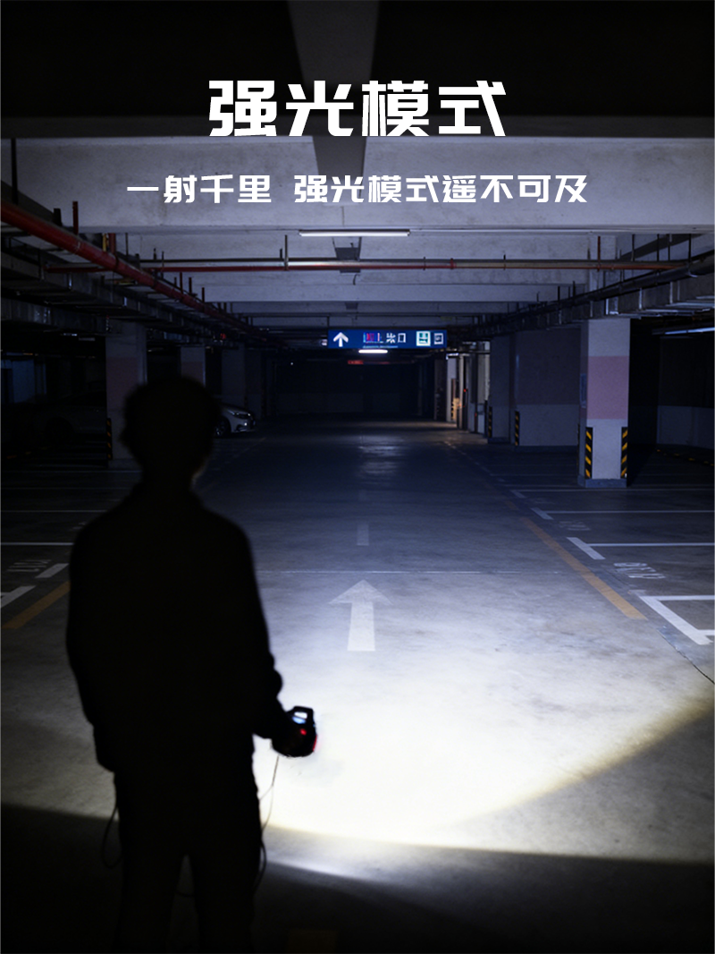 白激光三色独立开关手电筒变焦五档调节泛光侧灯笔夹Type-C充电手详情7
